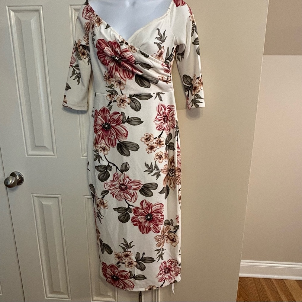 NWT SHEIN Modely Off Shoulder Floral Wiggle Dress M